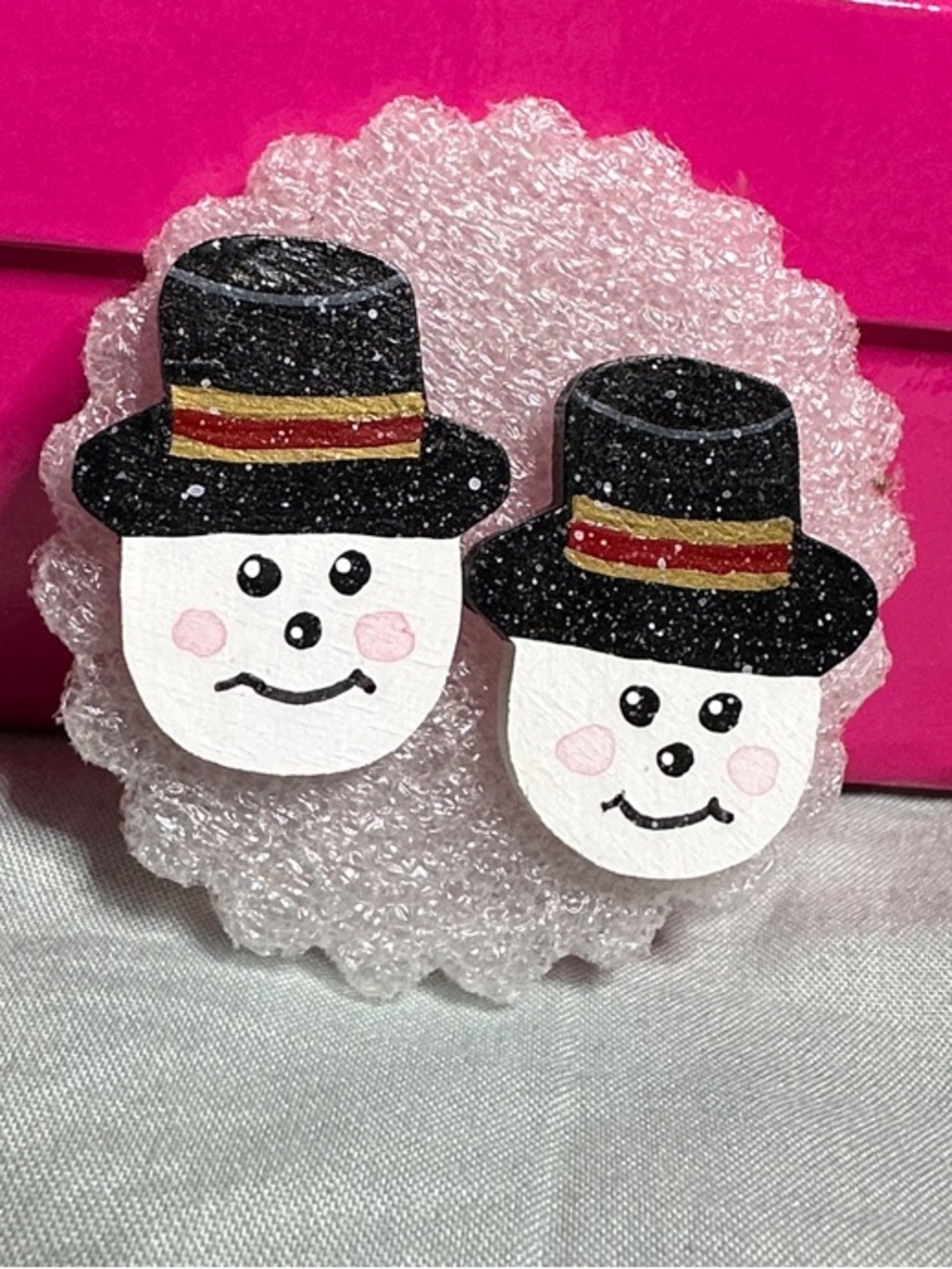 Hand-Painted Snowman Earrings for Women - Frosty Holiday Whimsy
